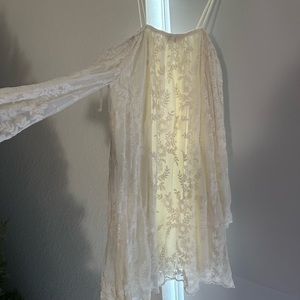 Dainty hooligan white lace long sleeve dress size small